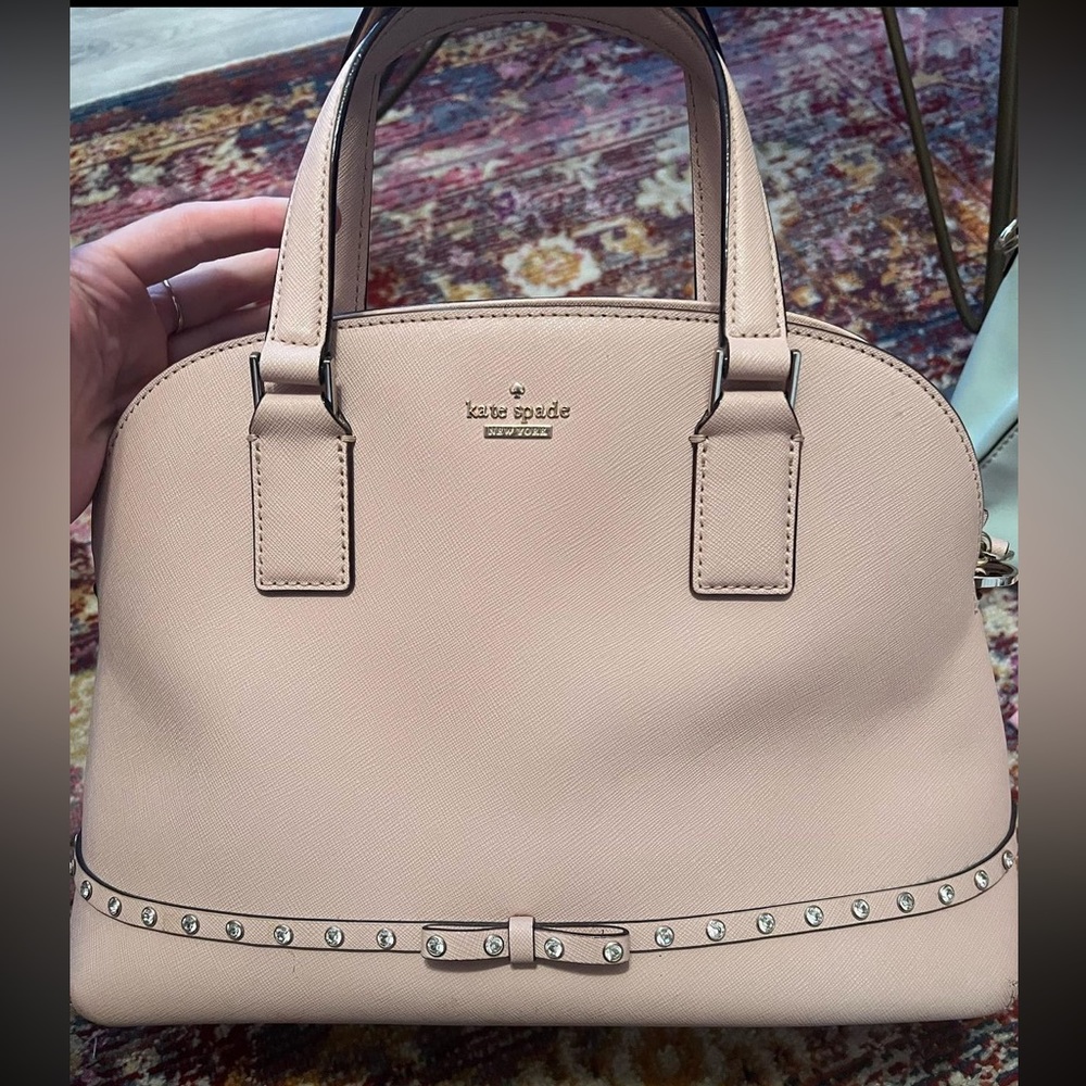 Soft pink Medium Kate Spade diamond studded bow tote. $150 OBO